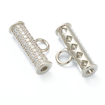Brass Cubic Zirconia Tube Bails KK-J278-35P-1