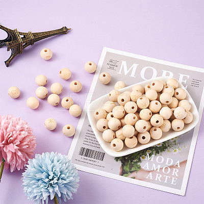 120Pcs 12 Styles Unfinished Natural Wood European Beads WOOD-CD0001-09-1