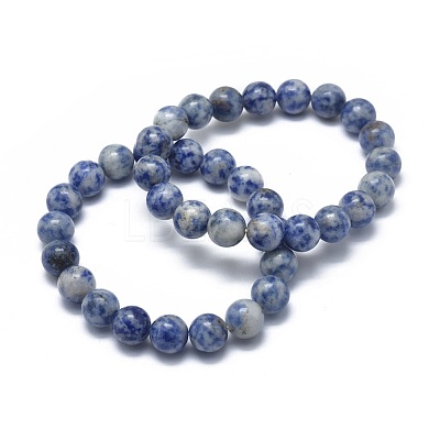 Natural Blue Spot Jasper Bead Stretch Bracelets X-BJEW-K212-B-039-1