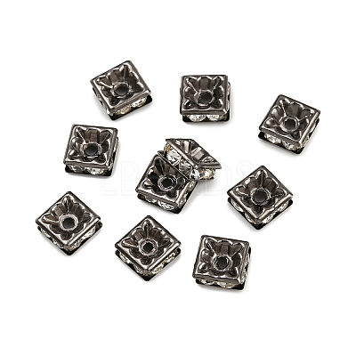 Brass Rhinestone Spacer Beads RB-A013-7x7-01B-1