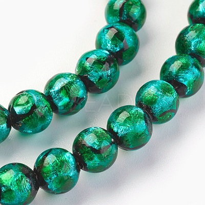 Handmade Silver Foil Glass Lampwork Beads LAMP-P051-G09-6mm-1