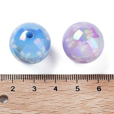 Printed & UV Plating Rainbow Iridescent Acrylic Beads X-OACR-O008-01-1