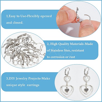 304 Stainless Steel Leverback Earring Findings STAS-SP0001-03A-1