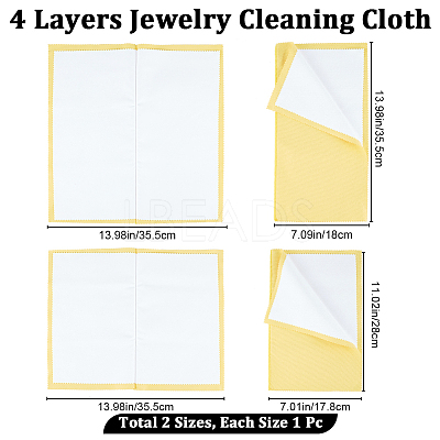 2Pcs 2 Style 4 Layers Silver Polishing Cloth TOOL-BBC0001-04C-1