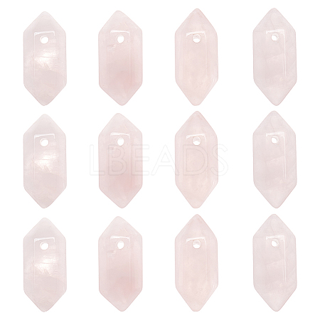 Olycraft Natural Rose Quartz Double Terminal Pointed Pendants G-OC0004-05C-1