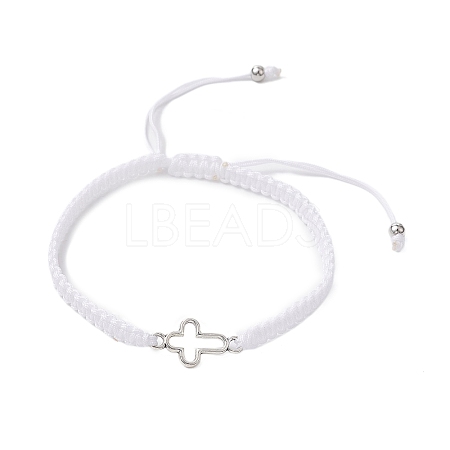 Cross Alloy Connector Charms Braided Bracelets BJEW-JB11067-02-1