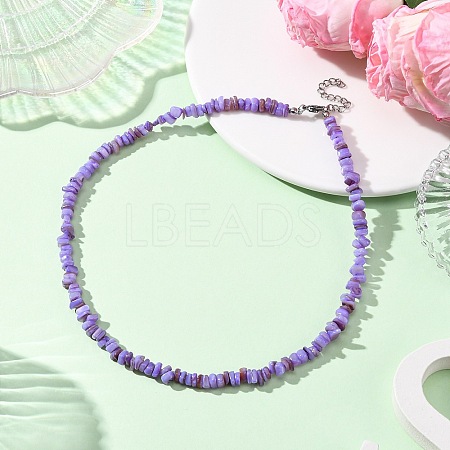 Dyed Natural Freshwater Shell Nuggets Beaded Necklaces NJEW-JN05488-03-1