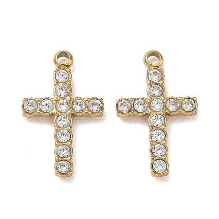 304 Stainless Steel Micro Pave Clear Cubic Zirconia Pendants CU-CBAF0F8-02D-G-1