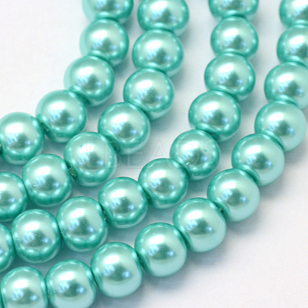 Baking Paint Pearlized Glass Pearl Round Bead Strands HY-Q003-4mm-65-1