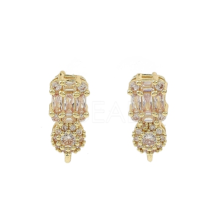 Brass Micro Pave Clear Cubic Zirconia Stud Earring Findings LS-KK-C107-06G-1