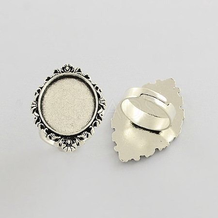 Vintage Adjustable Iron Finger Ring Components Alloy Cabochon Bezel Settings X-PALLOY-Q300-12AS-NR-1
