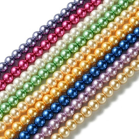 Eco-Friendly Dyed Glass Pearl Round Bead Strands X-HY-A008-6mm-M-1