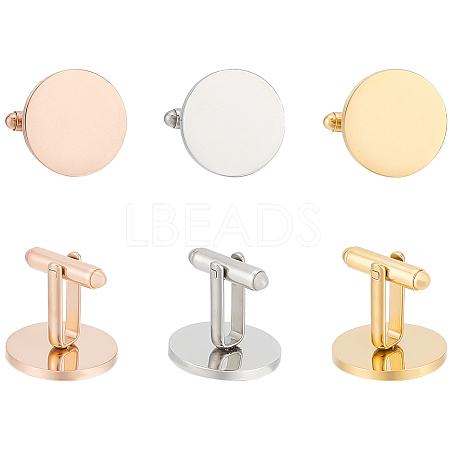 3 Pairs 3 Colors 201 Stainless Steel Cufflinks for Men STAS-UN0051-90-1