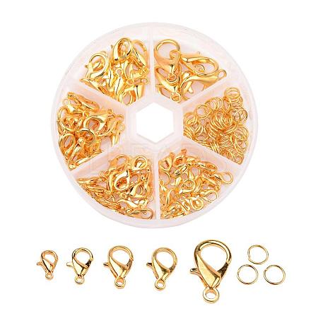 Alloy Lobster Claw Clasps and Jump Rings Set PALLOY-X0004-G-B-1