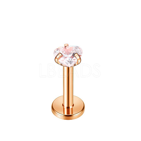 Titanium Steel Clear Cubic Zirconia Threadless Labret Stud WGC142D-25-1