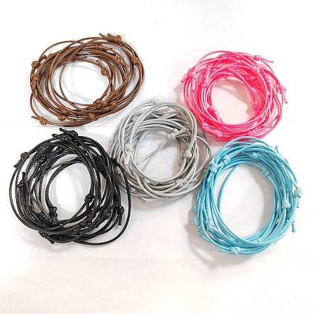 50Pcs 5 Colors Waxed Ployester Braided Cord Bracelets Set BJEW-FZ00019-1