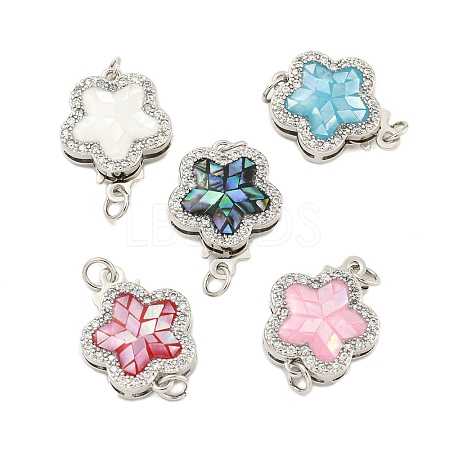 Rack Plating Brass Micro Pave Cubic Zirconia & Shell & Enamel Box Clasps KK-S373-02P-1