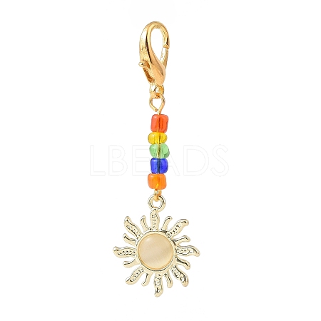 Sun Alloy Cat Eye Pendants Decorations HJEW-JM00827-1