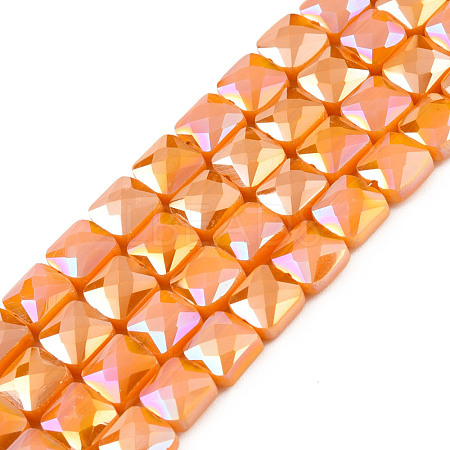 Electroplate Opaque Solid Color Glass Beads Strands EGLA-N002-42-04-1