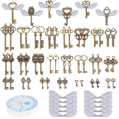 SUNNYCLUE Skeleton Key & Wing Charm Bracelet DIY Making Kit DIY-SC0017-43-1