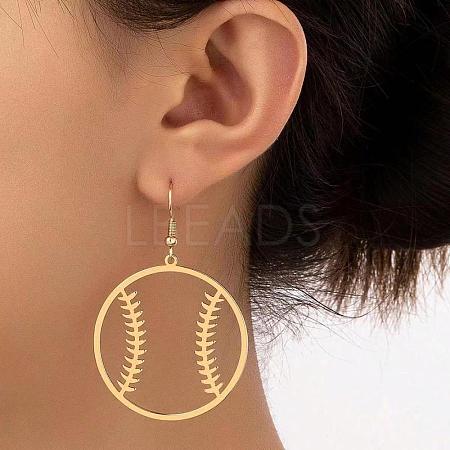 Brass & Iron Baseball Dangle Earrings for Women WG2115E-01-1