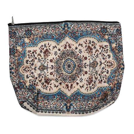 Bohemian Flower Printed Linen Storage Zipper Clutch Bags ABAG-Z002-03B-1