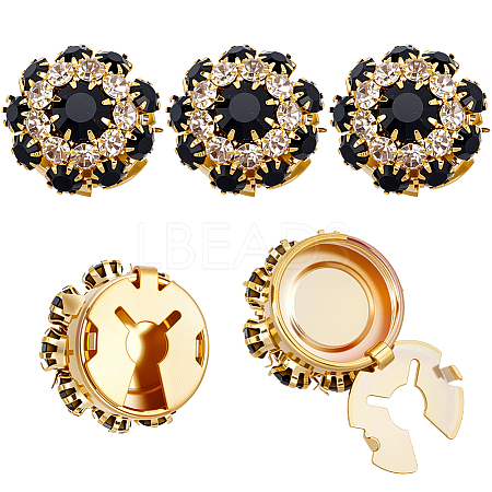 5Pcs Brass Rhinestone Cufflinks FIND-CY0001-63G-1