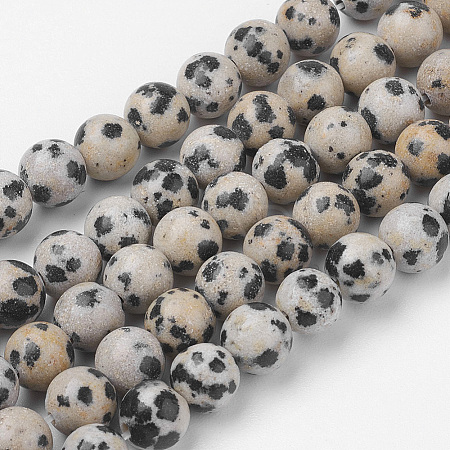 Natural Dalmatian Jasper Bead Strands G-G735-68-6mm-1