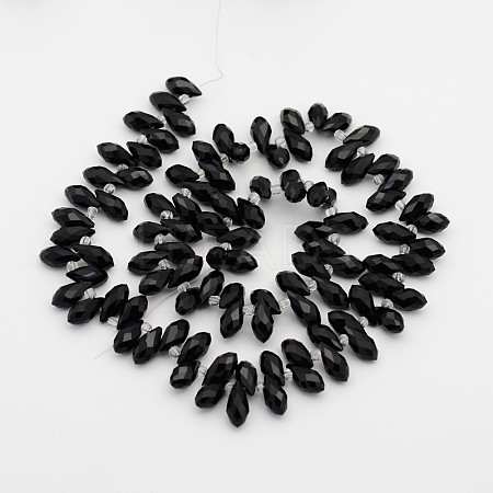 Electroplate Glass Faceted Teardrop Beads Strands X-EGLA-D014-14-1