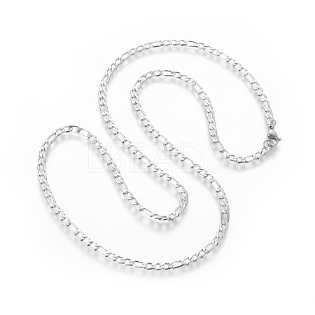 Non-Tarnish 304 Stainless Steel Figaro Chain Necklaces NJEW-E143-12P-1