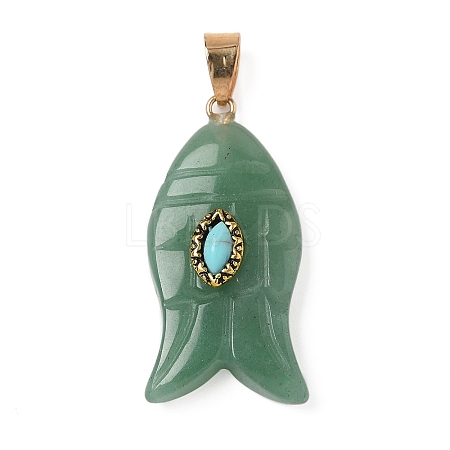 Natural Green Aventurine & Synthetic Turquoise Carved Pendants G-Z084-01G-04-1