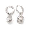 Shell Shape Brass Micro Pave Cubic Zirconia Hoop Earrings EJEW-M077-05P-3