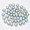 Transparent Spray Painted Glass Beads GLAA-R211-04-G01-1