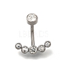 304 Stainless Steel Clear Cubic Zirconia Curved Barbell Belly Button Rings AJEW-D306-03P-04-2