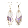 304 Stainless Steel Glass Seed Beads Arrow Dangle Earrings EJEW-MZ00554-05-3