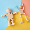Unfinished Blank Wooden Robot Toys AJEW-TA0001-03-3