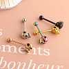 Skull 304 Stainless Steel Straight Barbell 15 Gauge Piercing Tongue Rings for Women Men FS-WG07D05-01-3