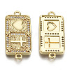 Brass Micro Pave Clear Cubic Zirconia Link ZIRC-S067-117-NF-1
