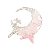 Natural Rose Quartz Round Chip Wire Wrapped Pendants PALLOY-TA00437-03-2