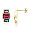 Cubic Zirconia Rectangle Dangle Stud Earrings EJEW-N011-53-01LG-3