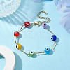 Lampwork Evil Eye Link Chain Bracelets BJEW-JB10043-2