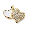 Brass Micro Pave Cubic Zirconia Shell Pendants KK-D328-27G-A-1