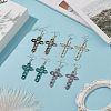 Natural Gemstone Braided Hollow Out Cross Dangle Earrings EJEW-JE05138-2
