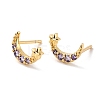 Moon & Star Cubic Zirconia Stud Earrings for Her EJEW-C002-14G-RS-2