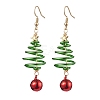 Aluminum Wire Wrapped Christmas Tree Dangle Earrings EJEW-JE05829-01-1