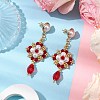 Handmade Glass Seed Beads and Glass Pearl Round Stud Earrings EJEW-MZ00280-01-2