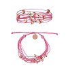 Multi String Cord Bracelet with Initial Letter A Charm BJEW-SW00042-01-1