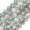Electroplated Natural Agate Beads Strands G-B191-A07-8mm-14-2