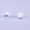 Printed Round with Rabbit Pattern Silicone Focal Beads SI-JX0056A-151-1