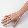 Heart Rose Quartz Stretch Bracelets X-BJEW-JB02066-03-3